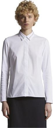 PESERICO Stretch Jersey Katoen Poplin Shirt - Dames - Overhemden - Wit - L - Katoen - Overhemden