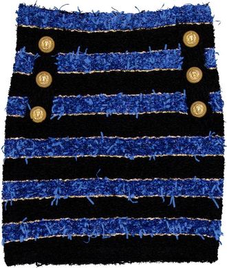 Balmain Short Striped Tweed Skirt, Brand Size 36 (US Size 4)