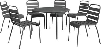 VENTE-UNIQUE.COM Conjunto de mesa y sillas para jard&iacute;n acero gris antracita