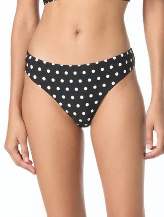 Michael Kors Classic Dot High Leg Bikini Bottom in Black at Nordstrom, Size X-Small