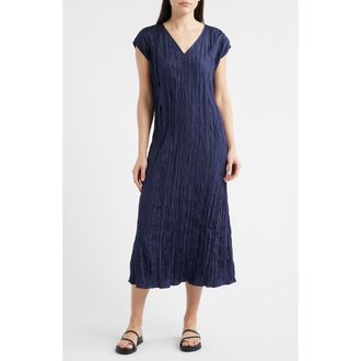 Eileen Fisher Cap Sleeve Silk Maxi Dress in Ink at Nordstrom, Size Medium
