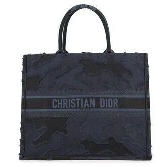 Dior Black Navy Canvas Handbag Tote Bag (Pre-Owned)