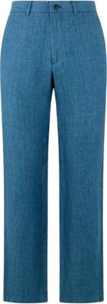 Brooks Brothers Linnen Visgraat Broek - Heren - Straight fit broeken - Blauw - W38 - Linnen - Broeken