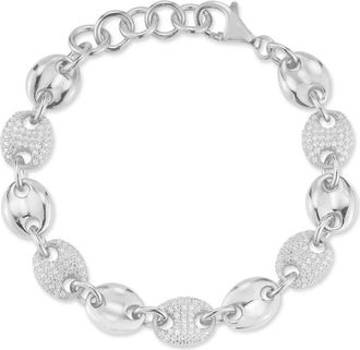 Sphera Milano Pav&eacute; Cubic Zirconia Puffed Mariner Bracelet in Silver at Nordstrom Rack