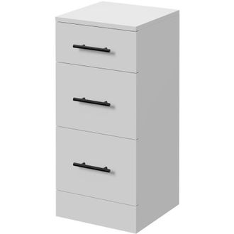 Alexander James Alexander James Gloss White 350mm x 330mm 3 Drawer Storage Unit - 350mm - Matt Black 96mm Knurled Bar Handle