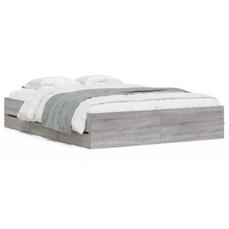 Berkfield Home Bed Frame w/Drawers Frame Grey Sonoma 150x200 cm King Size