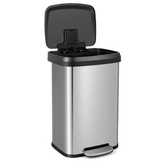 Costway Costway - Cubo De Basura Cocina, Papelera Cocina Con Tapa De Metal, Basurero A Prueba De Huellas Dactilares, Cubo De Reciclaje Con Pedal Para Hogar, O
