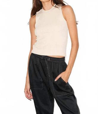 LnA Womens Double Layer Ribbed Tank Top In Bone