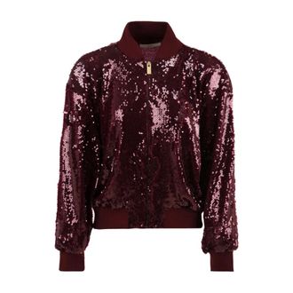 Akep Jassen, Dames, Rood, 2Xs, Polyester, Sequin Bomber Jacket