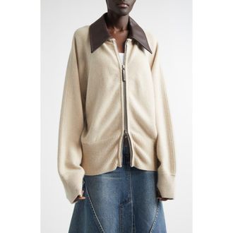 Brandon Maxwell The Conrad Knit Jacket in Oatmeal/Brown at Nordstrom, Size Small