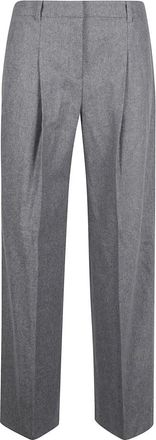 HUGO BOSS Melange Wool Blend Broeken - Dames - Wijde Broeken - Grijs - L - Wol - Broeken