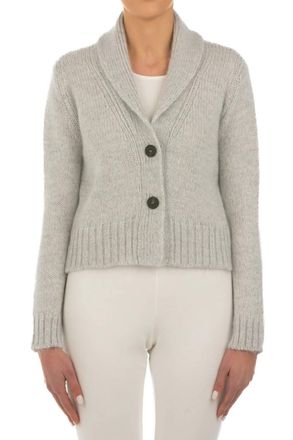 Le Tricot Perugia Cardigan Corto Sweater In Silver