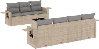vidaXL Vidaxl - Juego De Sof&aacute;s De Jard&iacute;n Con Cojines Beige 8 Pzas Rat&aacute;n Pe