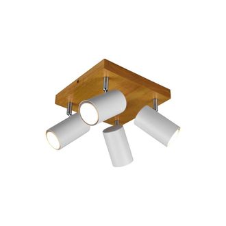 Trio Leuchten Foco Marley 4 Focos Gu10 Blanco Y Madera 22x22 Cm Trio Lighting