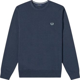 Fred Perry Klassieke Ronde Hals Trui - Heren - Ronde hals truien - Blauw - XL - Katoen - Truien & Vesten