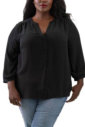 NYDJ Pintuck Blouse - Plus In Black