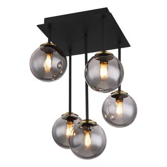Globo Lighting Plaf&oacute;n - Jorge - Negro - Vidrio Metal Vidrio Ahumado