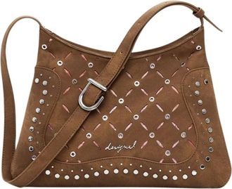Desigual Bruine Polyethyleen Dames Schoudertas - Dames - Schoudertassen - Bruin - ONE Size - Tassen