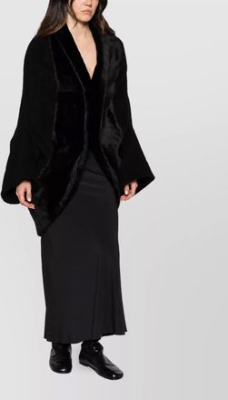 Junya Watanabe oversized faux fur panel wool blend coat