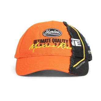 Martine Rose Caps, male, Orange, Size: ONE SIZE Orange Distressed Canvas Cap with Logo
