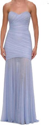 La Femme Strapless Hot Stone Gown In Periwinkle