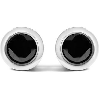 House of Brilliance Silver 9 1/2 Ct Black Diamond Bezel- Stud Earrings with Screw Backs in White at Nordstrom