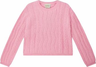 JUMPER 1234 Womens Raw Cut Cable Crew Sweater In Rosebloom
