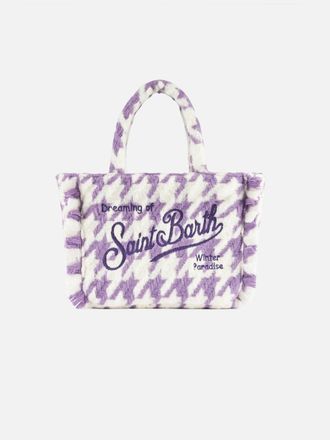 MC2 Saint Barth Wooly Colette Fringed Handbag With Pied De Poule Pattern