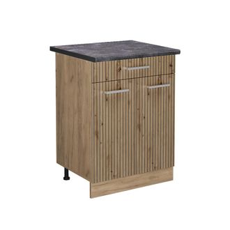 Vicco Mueble Bajo De Cocina R-line, Roble Artesanal, 60 Cm Con Caj&oacute;n, Et Antracita, Vicco
