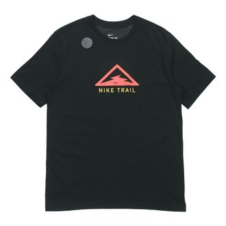 Nike Dri-FIT Trail Logo Printed Sports TEE Men Black CT3858-010