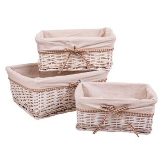 Wanderlust Deco Wanderlust Deco - Set 3 Cestos De Mimbre Forrados Blancos