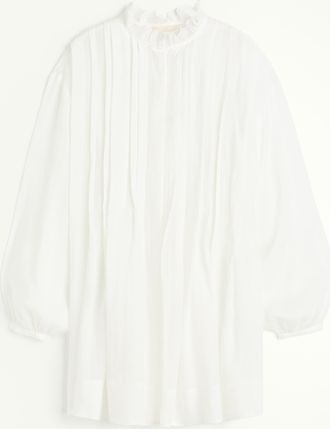 H&M Kleid mit Biesenfalten aus Ramie - White