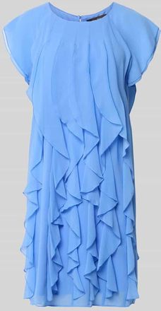 Vera Mont Relaxed Fit Minikleid mit Allover-R&uuml;schenbesatz in Hellblau, Gr&ouml;&szlig;e 36