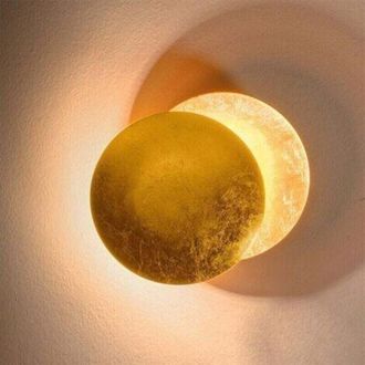 OEM L&aacute;mpara De Pared De Lat&oacute;n De Luz C&aacute;lida De 7 W Para Dormitorio, L&aacute;mpara De Luna, L&aacute;mpara De Eclipse Solar, L&aacute;mpara De Pasillo Y Escalera, 20 Cm
