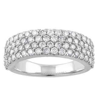 Grown Brilliance 1.45 Carat 14K White Gold Round Cut Lab Grown Diamond Wedding Band for Women -Color/Clarity-IJI1