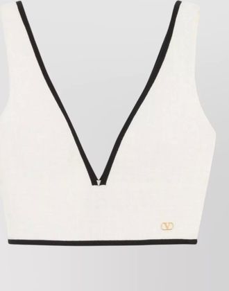 Valentino cotton tank top contrast trim neckline