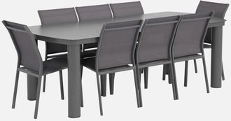 Sweeek Set tavolo da giardino in alluminio con 8 sedie