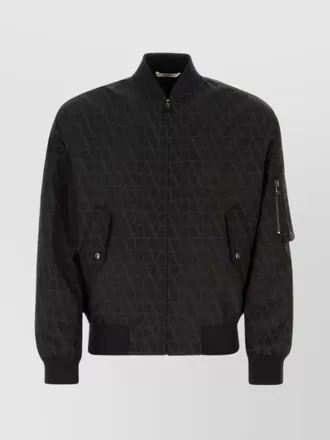Valentino Garavani patterned canvas bomber with flap pockets