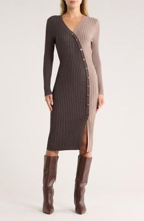 Stitchdrop The Judge Colorblock Long Sleeve Sweater Dress in Ganache at Nordstrom Rack, Size X-Large