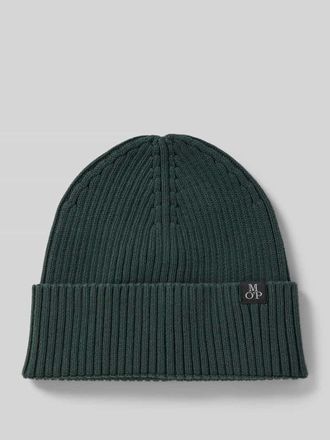Marc O'Polo Beanie aus reiner Baumwolle mit Umschlag in Petrol, Größe 1