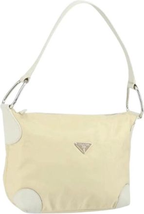 Prada Pre-owned Shoulder Bags, female, Beige, Size: ONE SIZE Pre-owned Vintage Nylon Shoulder Bag