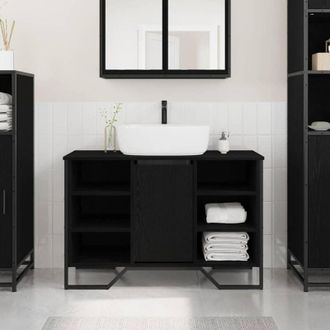 vidaXL Mobile Lavabo Rovere Nero 91 x 35 x 60 cm Legno multistrato - Vidaxl