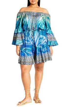 City Chic Summer Nights Off the Shoulder Minidress in Afterglow at Nordstrom Rack, Size Xxs/12W