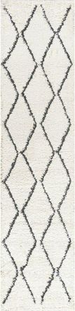 Jonathan Y Designs Catala Moroccan Diamond Shag Area Rug in White/gray at Nordstrom, Size 2Ft 0In X 8Ft 0In
