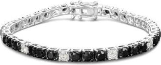 House of Brilliance Silver 12.0Cttw Black and White Diamond Tennis Bracelet at Nordstrom