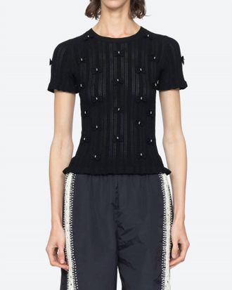 Sea New York Alberta Pearl Short Sleeve Top In Black