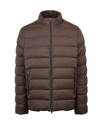 Herno Horizontal Quilted Down Jacket In Wool-Polyester Blend