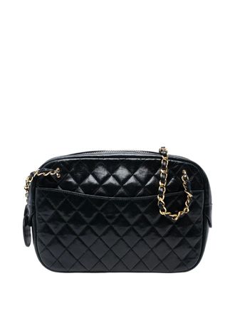 Chanel 1989-1991 CC Quilted Lambskin Chain Camera Bag crossbody bag - women - Lambskin - One Size - Black