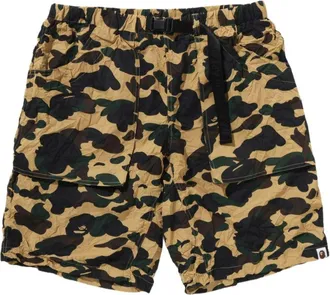 A Bathing Ape Crinkle Effect 1Stcamo Regular Fit Climbing Shorts Yellow 1L30-153-013-YEL