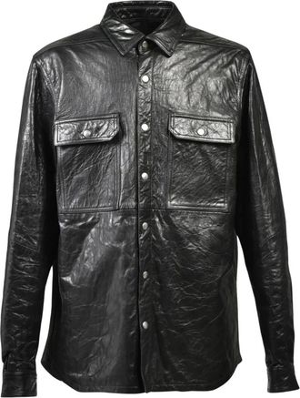 Rick Owens Outershirt - Heren - Casual Overhemden - Zwart - M - Leer - Overhemden